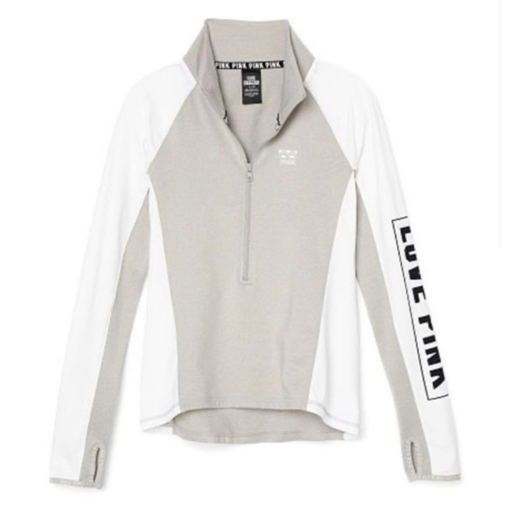 VS PINK Gray/White Ultimate 3/4 Zip Jacket
